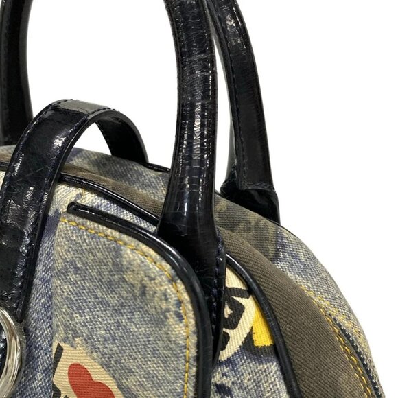 Auth DIOR/ChristianDior Double Saddle Bag Blue Dark Navy Multi Canvas Handbag - Picture 10 of 16